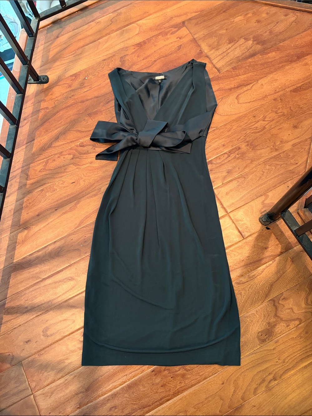 Rozae Nichols Deep Forest Green Silk Blend Midi Dress Size Small